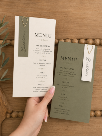 Meniuri Personalizate - Meniu personalizat de nunta Olive Clip