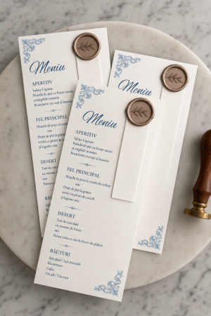Meniuri Personalizate - Meniu personalizat de nunta Vintage Blue
