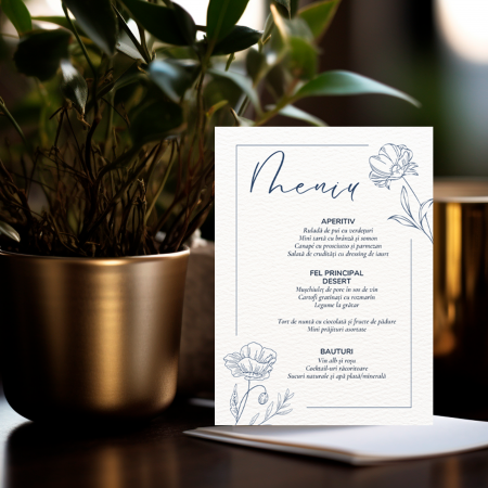 Meniuri Personalizate - Meniu personalizat de nunta Everblue Elegance