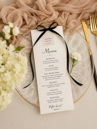 Meniuri Personalizate - Meniu personalizat de nunta Noir Elegance