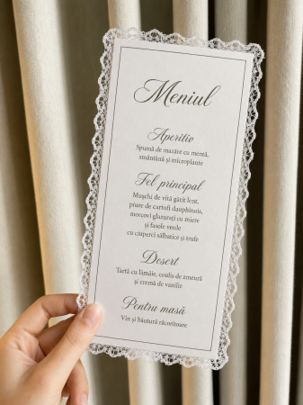 Meniuri Personalizate - Meniu personalizat de nunta Lace Elegance