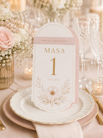 Numere de masă pentru botez - Numar de masa botez Rose Ivory