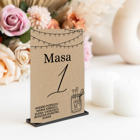 Numere de masa - Numar de masa nunta model Kraft