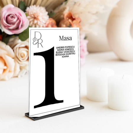 Numere de masa - Numar de masa nunta model minimalist