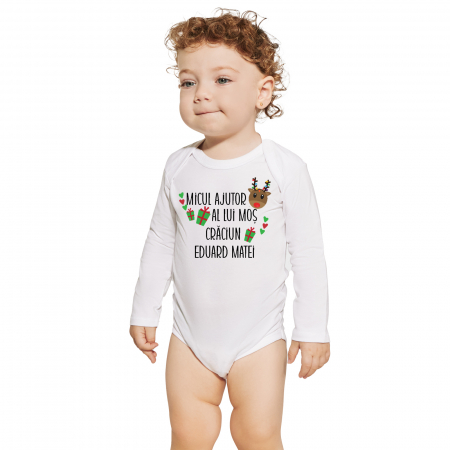 Body pentru bebelusi - Body bebelusi personalizat cu mesaj de Craciun si nume