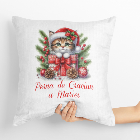 Perne personalizate - Perna personalizata de Craciun Pisica
