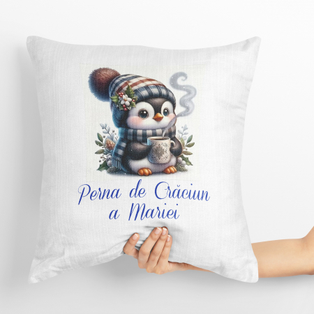 Perne personalizate - Perna personalizata de Craciun Pinguin