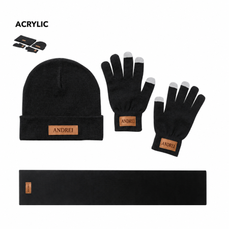 Pixuri personalizate - Set de Iarna Personalizat cu Caciula, Fular si Manusi Tactile