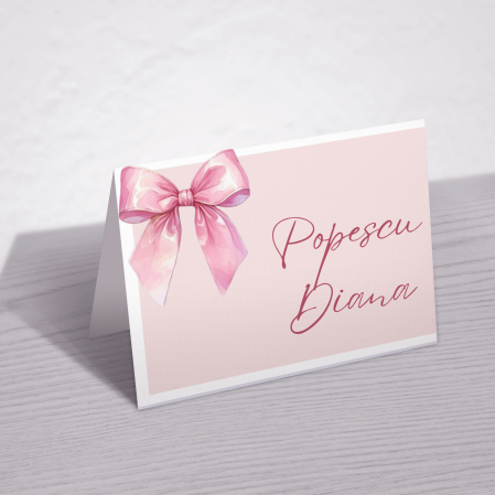 Place card de botez - Place card botez personalizat Baby Rose Tale