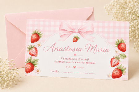 Plicuri de bani pentru botez - Plic bani botez personalizat Strawberries