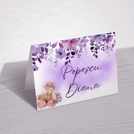Place card de botez - Place card botez personalizat Baby Deer Charm