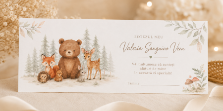 Plicuri de bani pentru botez - Plic bani botez personalizat Forest friends