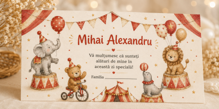 Plicuri de bani pentru botez - Plic bani botez personalizat Circus