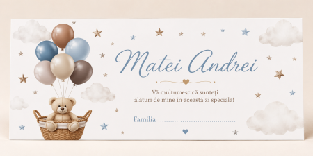 Articole botez - Plic bani botez personalizat Teddy Balloon