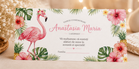 Plicuri de bani pentru botez - Plic bani botez personalizat Flamingo