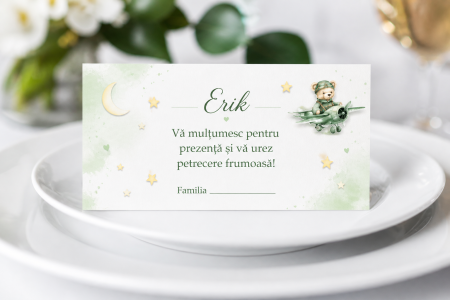 Plicuri de bani pentru botez - Plic bani botez personalizat Green Bear
