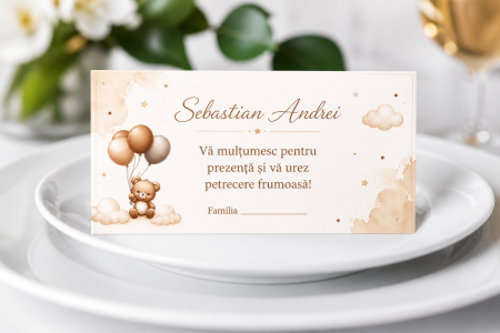 Plicuri de bani pentru botez - Plic bani botez personalizat Soft Teddy bear
