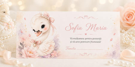 Plicuri de bani pentru botez - Plic bani botez personalizat Little Swan