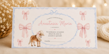 Plicuri de bani pentru botez - Plic bani botez personalizat Pony