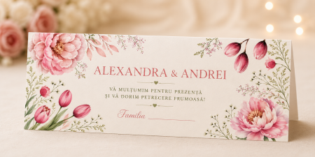 Plicuri bani nunta - Plic bani nunta personalizat Pink Tulips