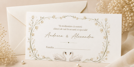 Plicuri bani nunta - Plic bani nunta personalizat Lebede Regale