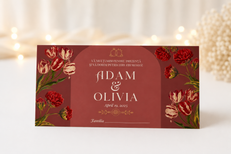Plicuri bani nunta - Plic bani nunta personalizat Burgundy Tulips