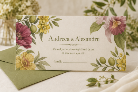 Plicuri bani nunta - Plic bani nunta personalizat Olive flowery