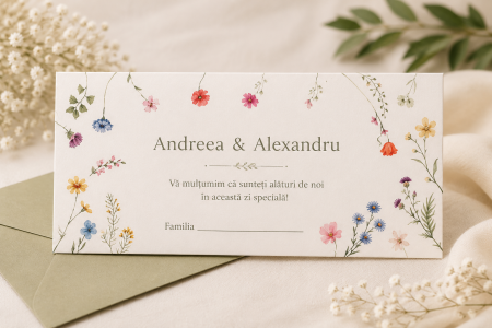 Plicuri bani nunta - Plic bani nunta personalizat Floricele