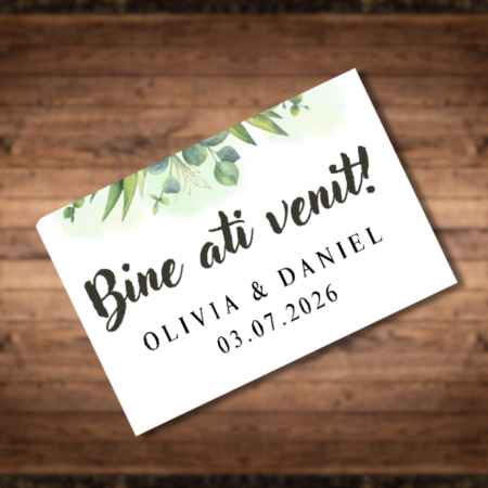 Opis- Asezare la mese - Placuta intampinare Bine ati venit Leaves