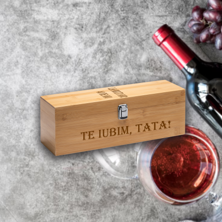Cutii si accesorii pentru vin - Cutie personalizata pentru sticla de vincu mesaj Te iubim,tata