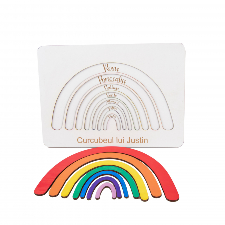 Puzzle personalizat din lemn Culorile Curcubeului 7 piese [1]
