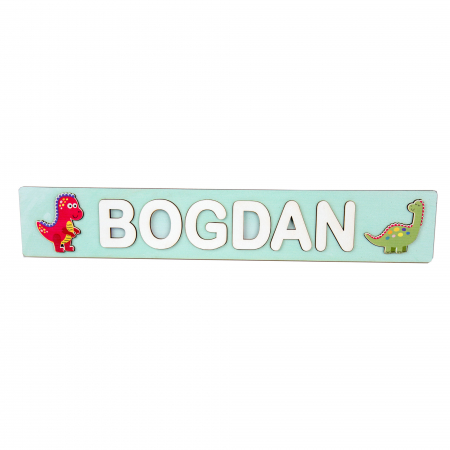 Puzzle - Puzzle personalizat cu nume model dinozauri incastru