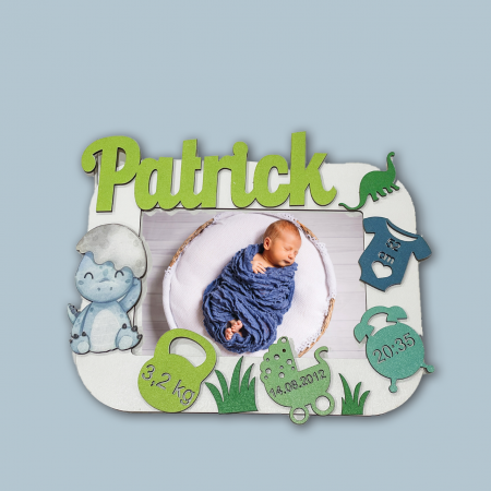 Rame foto - Rama foto personalizata pentru copii multicolor Model Dinozaur