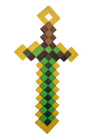 Sabii si alte arme din lemn - Sabie Minecraft model galben cu verde mare