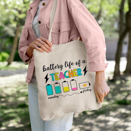 Textile Personalizate - Tote Bag personalizat Teacher battery 42x38 cm