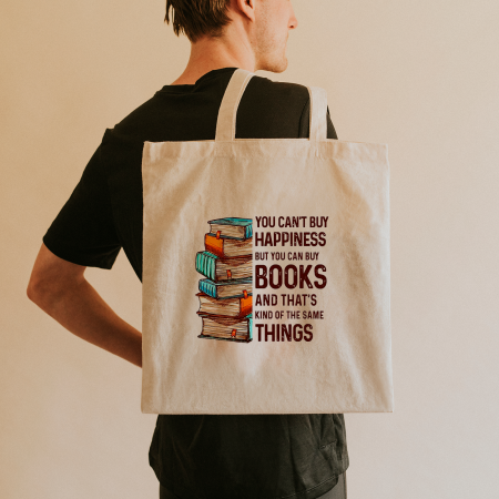 Textile Personalizate - Tote Bag personalizat Happiness and books 42x38 cm