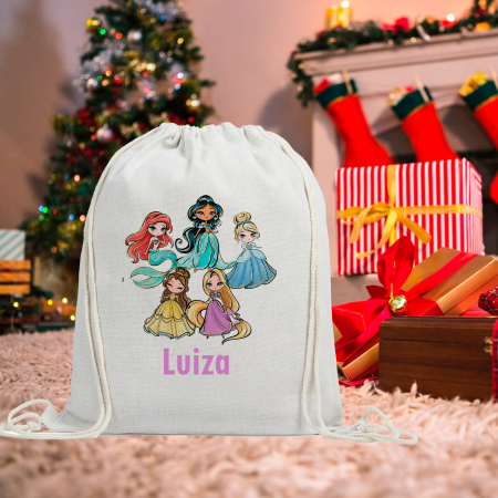 Sacose - Ghiozdan personalizat Printese cu nume 43x32 cm