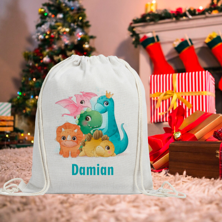 Textile Personalizate - Ghiozdan personalizat Dinozauri cu nume 43x32 cm