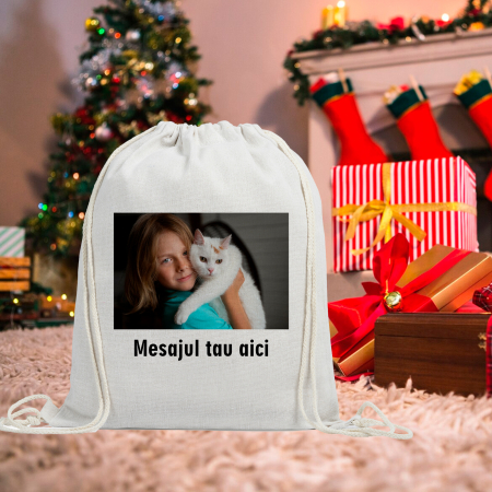 Sacose - Ghiozdan personalizat cu poza si mesaj 43x32 cm