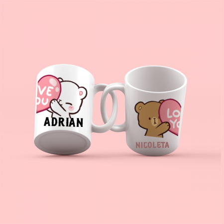 Cani emailate - Cani personalizate pentru cuplu Bear love