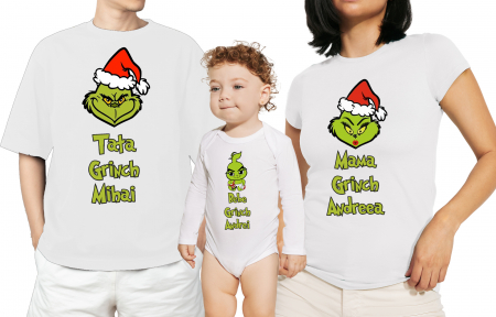 Body pentru bebelusi - Tricouri personalizate cu mesaj Family Grinch si nume