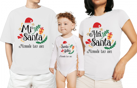Body pentru bebelusi - Tricouri personalizate cu mesaj Mister Santa family si nume