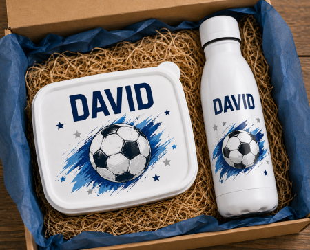 Back to School - Set Lunchbox si Sticla Personalizate pentru Copii Fotbal
