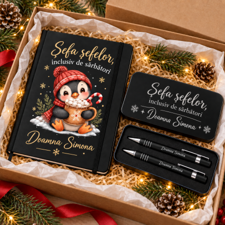 Seturi Cadou Personalizate - Set Cadou Craciun Sefa Sefelor, inclusiv de sarbatori