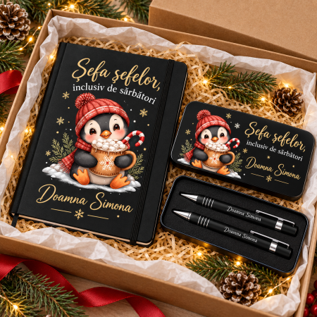 Seturi Cadou Personalizate de Craciun - Set Cadou Craciun Sefa Sefelor, inclusiv de sarbatori