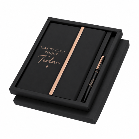 Pixuri personalizate - Set cadou personalizat cu agenda si pix