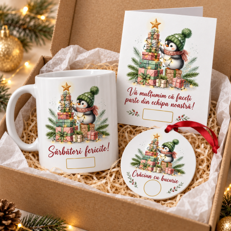 Seturi Cadou Personalizate de Craciun - Set Cadou Corporate Personalizat de Craciun – Cana, Glob si Felicitare