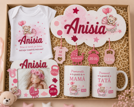 Seturi Cadou Personalizate - Set cadou personalizat pentru nou-nascut Magic Elephant