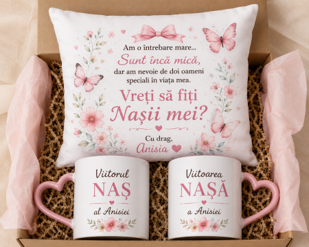 Seturi Cadou Personalizate - Set cerere nasi de botez pentru fetita
