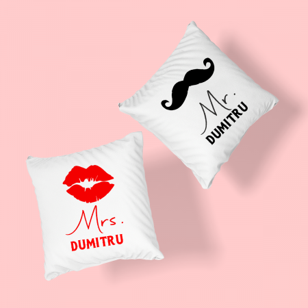 Perne personalizate - Perne personalizate cu mesaj Mr and Ms
